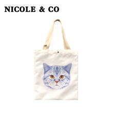 NICOLE & CO Canvas Beach Bag Original Design Casual Tote Shoulder Bag Female Environmental Protection Shopping Bag 2024 - buy cheap