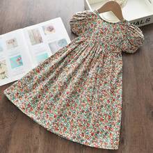 Vestido floral de princesa feminino, vestido casual para o verão 2021, fantasia fofo para crianças pequenas de 3 a 7 anos