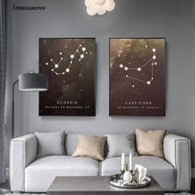 12 Constelaciones de arte de pared, carteles en lienzo, signo de astrología del zodiaco, impresiones, pintura nórdica, imágenes de decoración para niños 2024 - compra barato