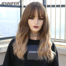 JENNIFER Long Blonde Wavy Synthetic Wigs for Women  with Bangs  Natural Cosplay Hair Brown Ombre Heat Resistant 2024 - buy cheap
