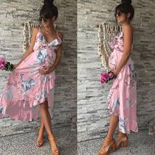 Maternity Dresses Maternity Clothes Elegant Pregnancy Dress Casual Floral Printed Ruffles Falbala Sundress For Pregnant Women 2024 - buy cheap