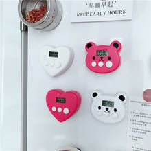 Relógio de contagem regressiva digital, equipamento para cozinhar em forma de urso e coração, temporizador magnético de lcd com alarme 2024 - compre barato