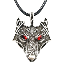 Wiccan Red Black Green Eyes Viking Wolf Amulet Talisman Jewellery Men Pendant Necklace Norse Wicca Pagan Jewlery Dropshipping 2024 - buy cheap