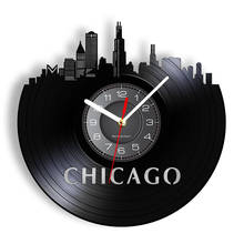 Chicago Illinois Skyline Wall Clock Chicago City Vinyl Record Clock USA Skyline Vinyl Record Wall Art Tourism Minimalist Gift 2024 - buy cheap