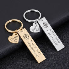 Custom Keychain Personalized Gift Engrave Name and Latitude Key Chain Accessories for Couples Men Women Husband Gift Keyring 2024 - buy cheap