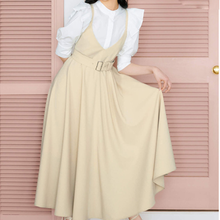 Elegant V Neck Sleeveless Straps Dress Women High Waist A Line Long Vestidos Spring 2021 New Back Cross Design Solid Loose Robe 2024 - buy cheap