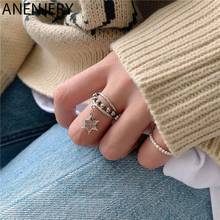 ANENJERY Silver Color Pentagram Pendant Thai Silver Ring Mutil-layer Open Ring For Women Jewelry Gifts Wholesale S-R736 2024 - buy cheap