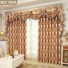 European Style Curtains for Living Dining Room Bedroom Luxury Golden Curtains Valance Curtains Finished Product Customization 2024 - buy cheap
