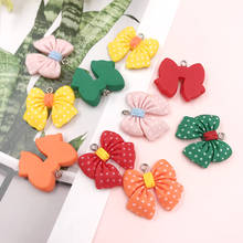 20Pcs/lot Kawaii Dot Bow Resin Flat back Cabochon Charms Pendants for Jewelry Making Earrings Bracelet DIY Accessories 24*27mm 2024 - buy cheap