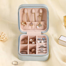 Caixa de jóias portátil com zíper de armazenamento de couro organizador de jóias titular embalagem exibição de viagem caixa de jóias caixas de presente para as mulheres 2024 - compre barato