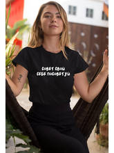 Camiseta feminina com estampa de letra russa, manga curta, gola redonda, roupa feminina engraçada, camisa vintage 2024 - compre barato