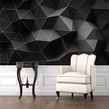 Современная Абстрактная 3D стереоскопическая черная Геометрическая многоугольная настенная бумага 3D KTV бар офис студия промышленный Декор настенная бумага 3D 2024 - купить недорого