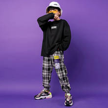 Boys Hip Hop Plaid Jogger Pants 2 Pcs Set Kids Loose Sweatshirt Dance Clothes Girls Tartan Jazz Street Child Costume Streetwear 2024 - buy cheap