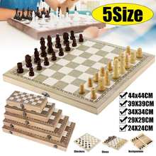 Большой магнитный деревянный складной Шахматный набор, валяная игровая доска 39 см * 39 см, внутреннее хранилище, подарок для взрослых и детей, Семейная Игра, шахматная доска 2024 - купить недорого