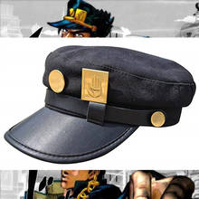 Anime Jo Jo's Bizarre Adventure Cosplay Caps Jotaro Kujo Army Military Flat Cap JO JO Hat   Badges 2024 - buy cheap