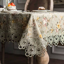 Table Cloth Table Cover Green Lace Europe Luxury Embroidered Tablecloth Table Dining Retro Pastoral Lace Fabric Hollow Table Mat 2024 - buy cheap