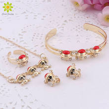 -Oro-bebé de Color conjunto de joyas regalo niños lindo colgante de calavera joyería conjuntos de joyería infantil anillo pendiente pulsera collar 2024 - compra barato