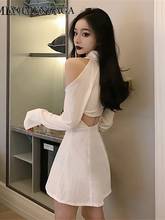 WOMENGAGA Spring Autumn Halter Neck Hollow Out  Sexy Fashion Strapless Backless Full Sleeve Dress Mini Dresses UUBB 2024 - buy cheap