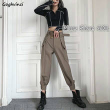 Casual Pants Women Popular 4XL Sashes Solid Pocket Button Harem Womens Streetwear Fashion Ulzzang High Waist Ins Soft Chic New 2024 - buy cheap