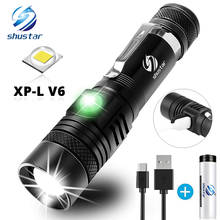 Ultra Bright LED Flashlight With XP-L V6 LED lamp beads Waterproof Torch Zoomable 4 lighting modes Multi-function USB charging 2024 - buy cheap