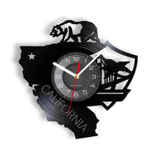 Reloj de pared California Bear Cali Life, reloj de pared de vinilo del Estado de California, reloj de pared de estilo Vintage con bandera de oso de la República 2024 - compra barato