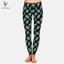 LETSFIND-Leggings de cintura alta para mujer, pantalones ajustados de entrenamiento, con estampado de tortuga y piedras azules, de talla grande 2024 - compra barato