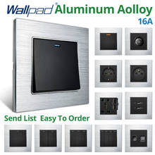 Wallpad-Interruptor de luz de pared y juego de enchufes, botón basculante, Panel de aleación de aluminio plateado, toma de corriente eléctrica para el hogar 2024 - compra barato