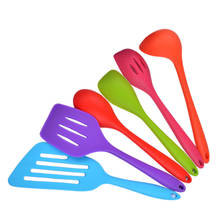 6 Pcs/Set Food Grade Silicone Colorful Cooking Utensils Heat Resistant Non Stick  Shovel Spoon Set Kitchen Tools Gadgets