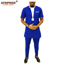 Conjunto tradicional africano de camisa Dashiki y pantalones Ankara para hombre, traje informal, atuendo azul de talla grande A1916021, 2019 2024 - compra barato