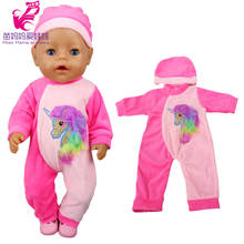 40cm Baby Doll Clothes Pink Fleece Unicorn Rompers 17 Inch Babydoll Clothes Jumpsuit Nenuco Ropa Y Su Hermanita Clothing 2024 - buy cheap