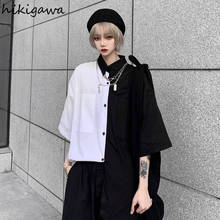 Блузка Hikigawa Женская в Корейском стиле, винтажная рубашка в стиле Харадзюку, свободная блузка с коротким рукавом, уличная одежда, шикарная одежда, на лето 2024 - купить недорого