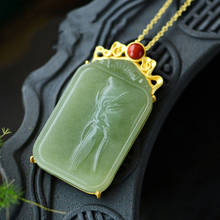 Colgante de plata de ley S925 de Jade verde Jade Guan Yu, colgante Natural de Hetian, colgante de la suerte, joyería de cadena de clavícula 2024 - compra barato