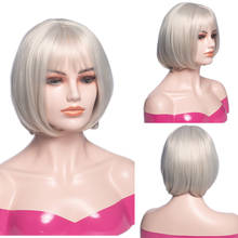 Amir Short Straight Bob Wig with Bangs Synthetic Hair Wigs for Women Black Blonde Wig Cosplay Halloween Carnival Wigs 2024 - buy cheap