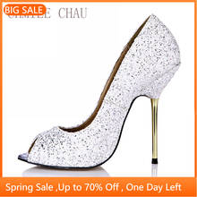 CHMILE CHAU Glitter Sexy Party Shoes Women Peep Toe Stiletto Iron High Heels Ladies Pump Plus Sizes 10 Zapatos Mujer 3845-a14 2024 - buy cheap