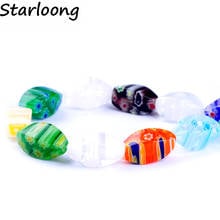 23pcs/string colors mixed polyhedron shape flower pattern lampwork glazed glass beads for bracelet necklace DIY jewelry making 2024 - buy cheap