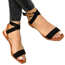 Sandalias con tiras cruzadas para mujer, zapatos de punta abierta elegantes y cómodos, de suela gruesa, con cuña Sexy, de verano 2024 - compra barato