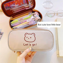 Cartoon Little Bear Canvas Pencil Case Large Capacity Pencil Case Desktop Stationery Organizing Storage Bag 2024 - buy cheap