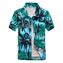 26 Colors Summer Fashion Mens Hawaiian Shirts Short Sleeve Button Coconut Tree Print Casual Beach Aloha Shirt Plus Size 5XL 2024 - buy cheap