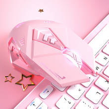 Mouse rosa com fio para jogos, 2400 dpi, usb, com luz de led respirável, para pc ou notebook 2024 - compre barato
