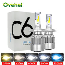 OVEHEL Led Headlight Bulbs C6 LED H7 H4 LED 3000K 6000K 8000K H1 HB3 9005 9006 HB4 H3 LED Car Light H11 Led 12V 24V 8000LM 72W 2024 - buy cheap