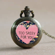 Too Sassy for You Pocket Watches 12pcs/lot Locket Necklace Flower Rose Pendant Locket Watch Glass Wholesale Mens Lover Gift 2024 - buy cheap