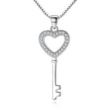 AAAA+ real zircon stone hollow heart key pendant necklace quality lover gift girl crystal fashion Jewelry dropshipping wed party 2024 - buy cheap