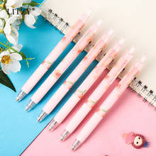 6Pcs/set Cute Peach Press Pen 0.5mm Black Gel Pen Korean Stationery Kawaii Gel Ink Rollerball Pens School Office Supplies 2024 - buy cheap