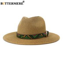 BUTTERMERE-sombreros de Sol para hombre y mujer, sombrero de Panamá de estilo británico, sombrero de paja de Jazz de ala ancha, gorra plana, accesorios para verano 2024 - compra barato