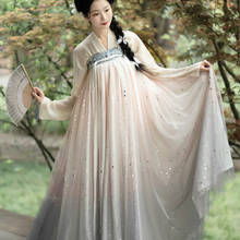 Women Chinese Traditional Wedding Party Costumes Hanfu Mesh Dress Fairy Star Sequin Han Tang Dynasty Princess Oriental Dresses 2024 - buy cheap