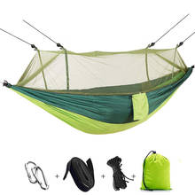 Rede portátil de acampamento com mosquiteiro, tecido de paraquedas, rede de acampamento, rede de nylon para mochilão, acampamento e viagem 2024 - compre barato