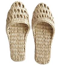 Zapatillas de paja para mujer, zapatos naturales hechos a mano, Sandalias cómodas de estilo chino, a la moda, unisex, para el hogar 2024 - compra barato