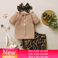 3M-3T Baby Girl Clothes Ruffle Button Top Tshirt Leopard Shorts Headband Set Newborn Girl Clothing Toddler Baby Girls Outfits 2024 - buy cheap