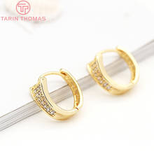 (2005)2PCS 16.8x17.4MM 24K Gold Color Brass with Zircon Round Earrings Hoop Earring Clip High Quality DIY Jewelry Making Finding 2024 - buy cheap