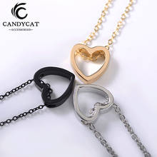 Simple Hollow Heart Pendant Necklace Chain For Woman Trendy Stainless Steel Clavicle Necklace Couple Choker Fashion Jewelry Gift 2024 - buy cheap